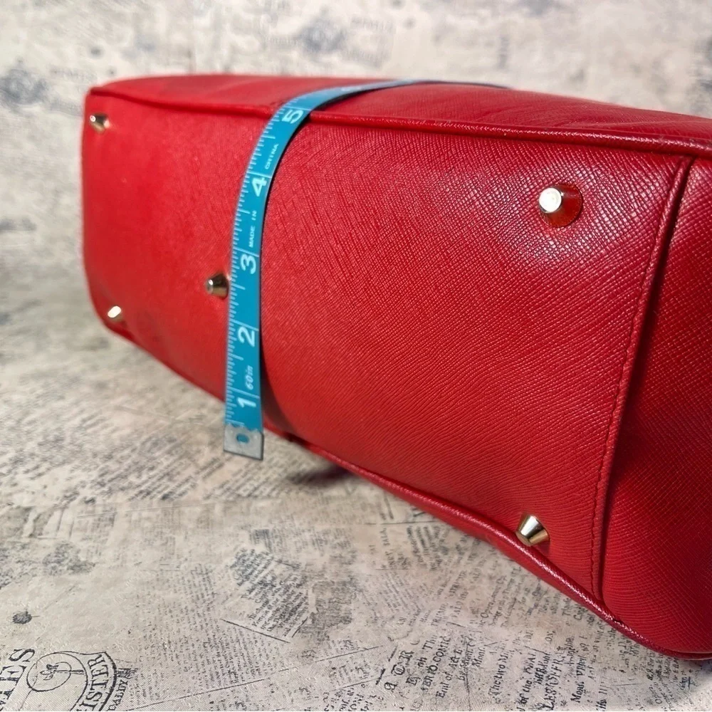 Valerie Stevens Red Leather Satchel Bag Top Handle Shoulder Purse Classic Bags